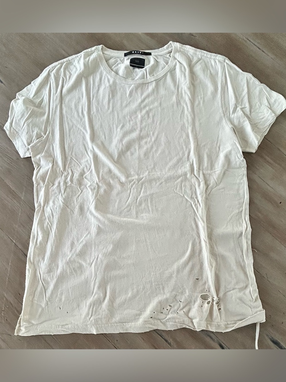 Ksubi White Distressed Crew Neck T-Shirt